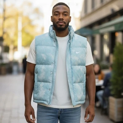 Nike Puffer Vest Mens Small Blue Cloud Sleeveless Jacket Winter HF7720-464 NEW - Image 1 of 4