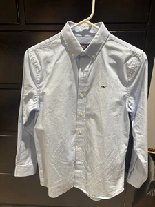 Vineyard Vines Boy’s Size 12-14 Blue & White Checkered Button Down Whale Shirt M - Picture 1 of 2