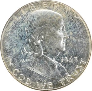 1963-D Franklin Silver Half Dollar Choice BU Uncertified #1040 - Picture 1 of 2