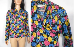 Vintage 90s Floral Silk Blouse Size S - Picture 1 of 10