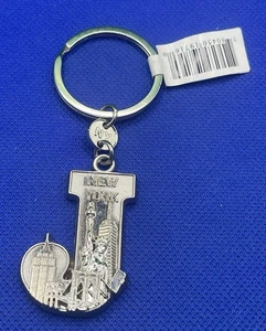 Initial “J” New York City Skyline Souvenir Collector KeyChain KeyRing - Picture 1 of 5