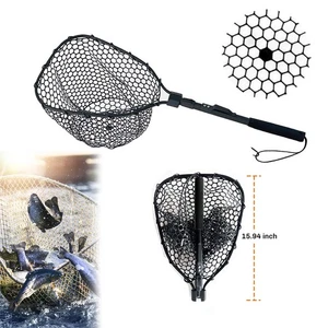 Folding Silicone Fishing Net with Hooks&Lanyards for Fishing Convenient To Carry - Picture 1 of 16