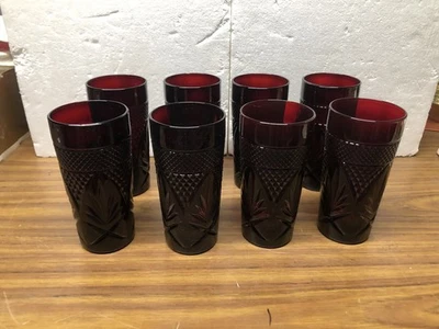 8 vasos vintage rojo rubí Cristal D'Arques Durand Luminarc 14 oz Foto 1 de 4