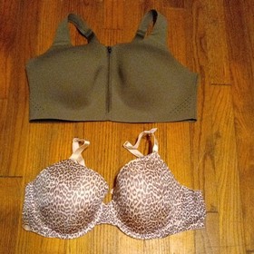 Victoria's Secret Beige 42C DD Cotton Push Up Bra Set Leopard Print Adjustable