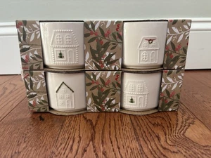 The Bakeshop 4 Weihnachten Keramik Häuser Ofenfest Auflaufförmchen 4" x 2" 4er Set Neu - Bild 1 von 7