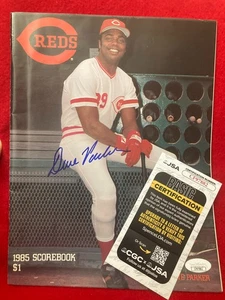 SCHÖN! Dave Parker 1985 Cincinnati Reds Scorebook Magazin SIGNIERT mit JSA COA - Bild 1 von 13