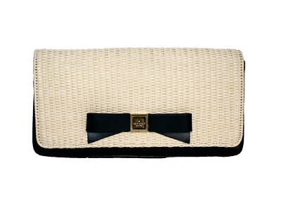 Bolso sin asas KATE SPADE Montford Park paja Keira arco negro de cuero natural Foto 1 de 4