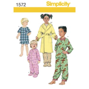SIMPLICITY Schnittmuster 1572 Mädchen Jungen Morgenmantel, Oberteil, Hose, Shorts 1/2-2 oder 3-6 - Bild 1 von 7
