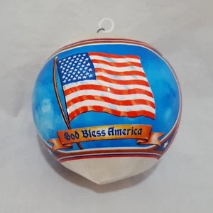God Bless America Thread Ball Christmas Tree Ornament Holiday Eagle US Flag 1993 - Picture 1 of 9