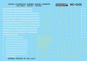 Microscale MC-4358 HO 1/87 Steam Gothic Board Numbers Data White/Yellow Decals - Picture 1 of 1