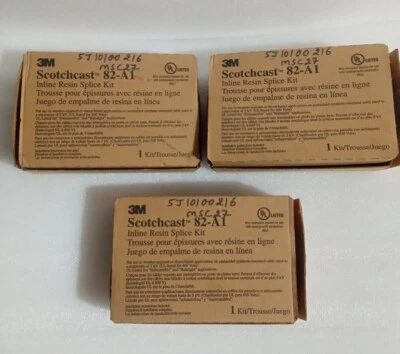LOTE DE 3 PIEZAS KIT DE EMPALME DE RESINA EN LÍNEA 3M SCOTCHCAST 82-A1 NUEVO Foto 1 de 4