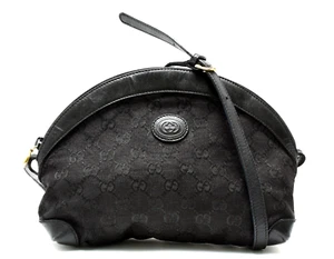 Vintage GUCCI GG Canvas Crossbody Long Shoulder Bag Purse Black Authentic - Picture 1 of 17