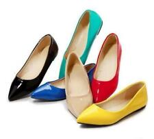 Women Candy Color Patent Leather Pointy Toe Casual Shoes Plus Size 4-10.5