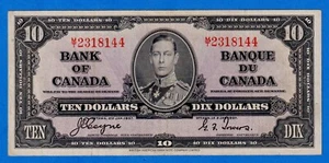 CANADA $10 1937 BC-24c / P-61c King George VI Circulated Note - M/T 2318144 - Picture 1 of 3