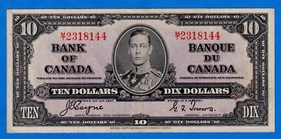 CANADA $10 1937 BC-24c / P-61c King George VI Circulated Note - M/T 2318144 - Image 1 of 3