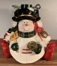 Traditional Christmas Tree Snowman Weighted Stand Holder Decretive Snow Theme