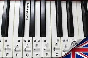 Music 88 key Keyboard or Piano Stickers 52 white key clear laminated stickers - Bild 1 von 4