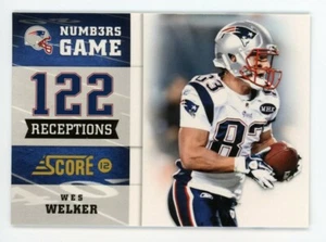 2012 Score WES WELKER Rare NUMBERS GAME INSERT CARD #2 New England Patriots - Picture 1 of 1