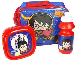 Juego de 3 bolsas de almuerzo aisladas Harry Potter niños dibujos animados azules - Imagen 1 de 1