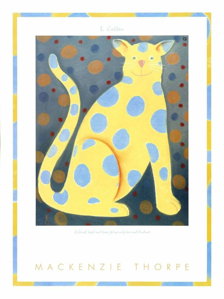 Póster S. Catten por Mackenzie Thorpe impresión artística niño gato gatito 32x24 Foto 1 de 1