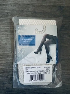 Simply Vera Vera Wang Diamond Net Open Work Tights - Dove Size: 1/2 - Picture 1 of 2
