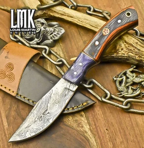 LMK Forged Skinner Knife Twist Damascus Hard Wood Wooden Bolster Outdoor Rare - Picture 1 of 10
