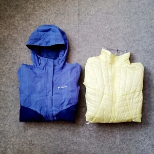Columbia Omni-Tech Jacket Womens Small Purple Yellow 3 in 1 Interchange Ski Coat - Picture 1 of 23