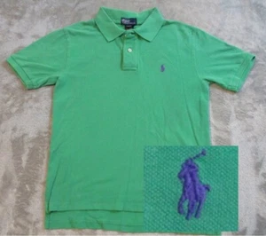 Polo Ralph Lauren Golf Polo Shirt Boys Medium 10-12 Green Purple Pony Rugby - Picture 1 of 16