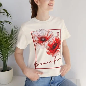 Blumen T-Shirt Graceful Kurzarm Shirt Oberteil Frühling T-Shirt Geschenk sie weich Unisex Shirt - Bild 1 von 17