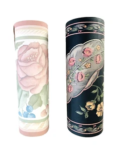 Vintage Wallpaper Border Remnats Floral 2 Designs Pre-pasted Scrapbook W 6.75" - Picture 1 of 16