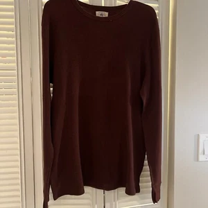 J Crew Vintage Thermal Long Sleeve Shirt Maroon Cotton L. Has A Spot. See Pic - Picture 1 of 8