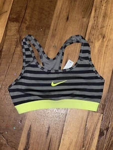 Nike Women Athletic Stripe Dri-fit Gray Sports Bra Size XS - Picture 1 of 5
