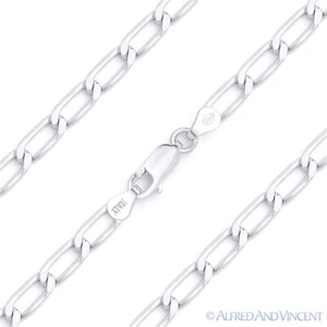 4.5mm Open Link Italian Cable Chain Necklace in Solid .925 Italy Sterling Silver - Picture 1 of 2