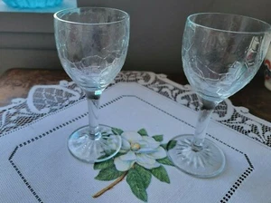 Crackle Glass Sherry Cordial Glasses Crystal Clear - Set of 2 - Picture 1 of 4