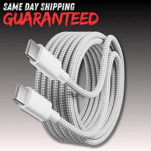 USB Type C to USB C Strong Braided Data & Fast Charger Charging Cable Power Lead - Picture 1 of 23