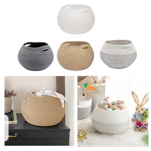 Woven Storage Basket with Handle Laundry Office Multifunctional Small Round - Picture 1 of 29