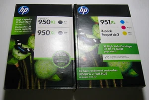 5 szt. atrament HP 950XL dwa czarne 8/2017 i 951XL po jednym cyjanowo-żółtym-purpurpurowym 5/22 - Zdjęcie 1 z 4