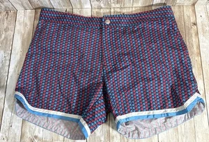 Parke & Ronen Badehose 31 Herren geometrisches Muster Shorts gefüttert Reißverschluss vorne 5" Ins - Bild 1 von 8