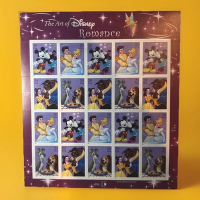 Disney Romance 2006 USPS 39¢ Stamp Sheet – Mickey Minnie Cinderella Belle - Image 1 of 3