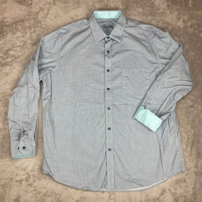 Tasso Elba Men's XL Dress Shirt Blue Geometric Print Long Sleeve Button Down - Image 1 of 4