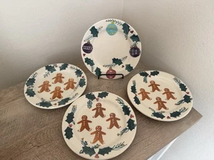Hartstone Pottery Gingerbread Plates Set Of 3 Plus 1 Ornament & Holly Plate 8” - Picture 1 of 12