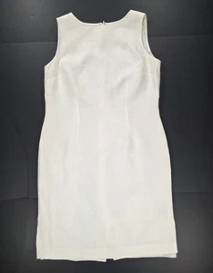 Talbots Dress Womens 10 White Irish Linen Sleeveless Sheath Lined Summer Classic - Picture 1 of 7