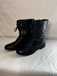 Schwarze Damen-Kampfstiefel Größe 10 Reißverschluss und Schnürschuhe - Bild 1 von 7