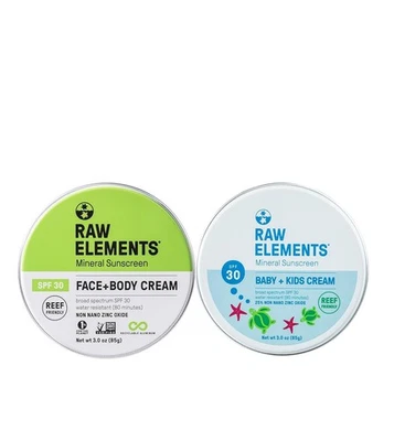 Raw Elements Bebé Y Niños SPF 30 Orgánico W/ Cara y Cuerpo Mineral Solar Lata - Imagen 1 de 4