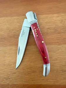 "Navaja de bolsillo Navaja Laguiole Inox hoja de acero inoxidable de 3,34"" escalas de madera roja" - Imagen 1 de 10