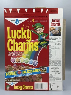 1987 LUCKY CHARMS Cereal Box DAIRY QUEEN BLIZZARD Ice Cream MINT COMPLETE - Image 1 of 4