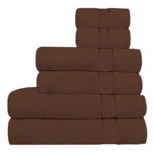 Set 6 Asciugamani Marrone, 600 GSM, 100% Cotone Premium - Foto 1 di 2