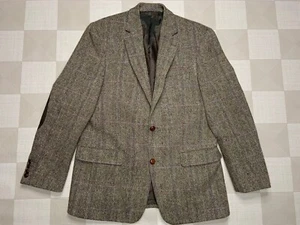 Harris Tweed Mario Barutti Men Brown Tweed Blazer Single Breasted Size 50 R40 - Picture 1 of 10