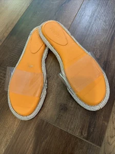 Schutz Alicina Pantolette in heller Mandarine Orange Silber Kristall Sandale Größe 8,5 - Bild 1 von 10