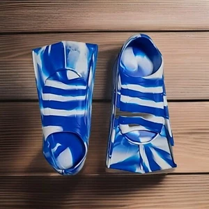 Kids Swim Fins for Lap Swimming Pool Snorkeling Flippers Blue & White Size 2 - 4 - Picture 1 of 3